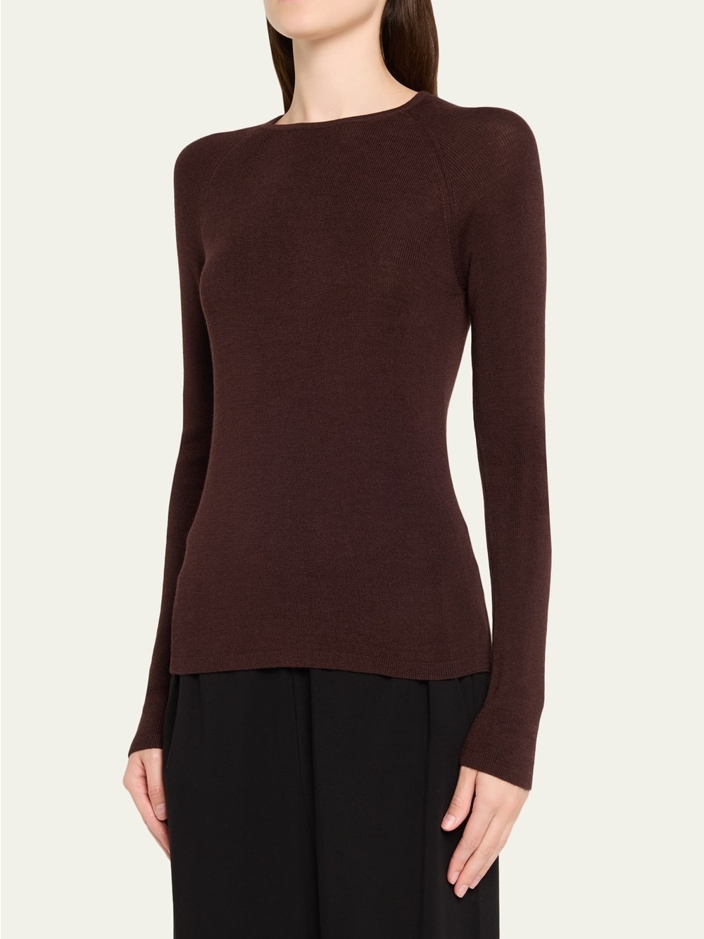 Majestic Filatures Brown Micro Rib Knit Crew Neck Top Size 2